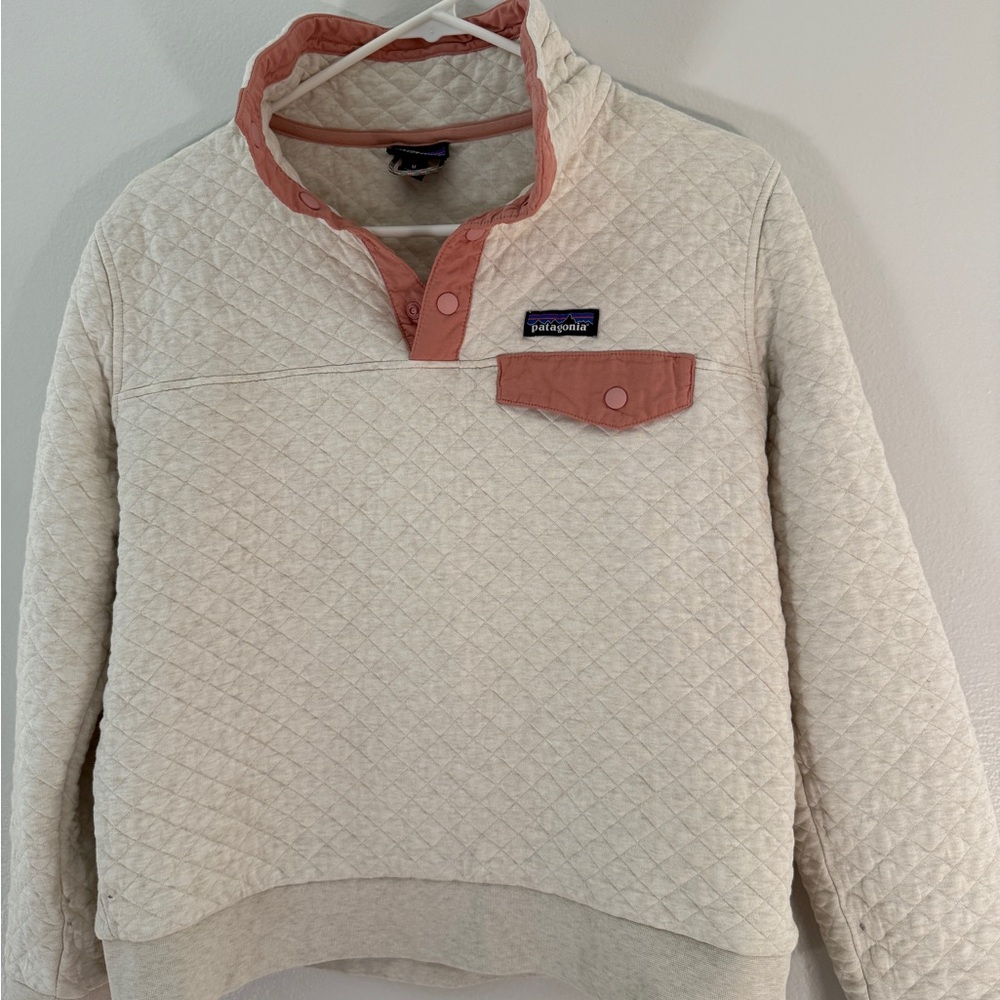 Patagonia Organic Cotton Cream and Pink Pullover